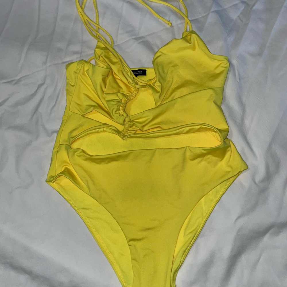 Zara Yellow Bodysuit with Ruched Detail